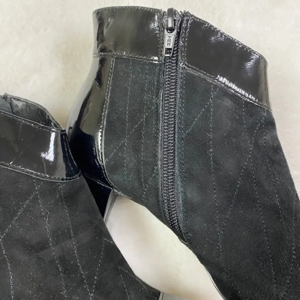 Franco Sarto‎ LAUGH Bootie Suede & Patent Leather Heels, size 8.5